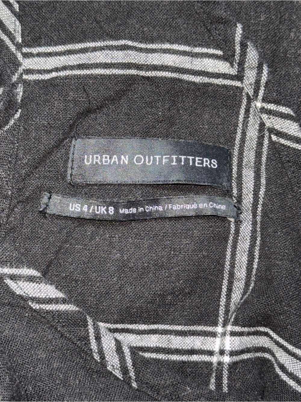 Urban Outfitters Black and White Plaid Linen High Neck Halter Jumpsuit Size US 4 - Picture 10 of 10